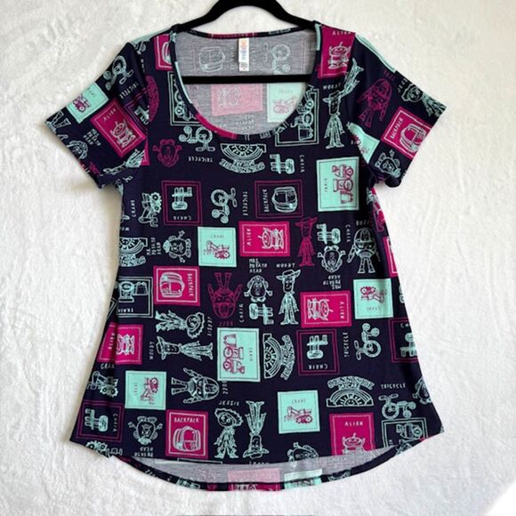 Lot of 2 LuLaRoe Disney Toy Story Irma Tunics Womens SZ M Blue & Black Long Tops - Picture 3 of 12